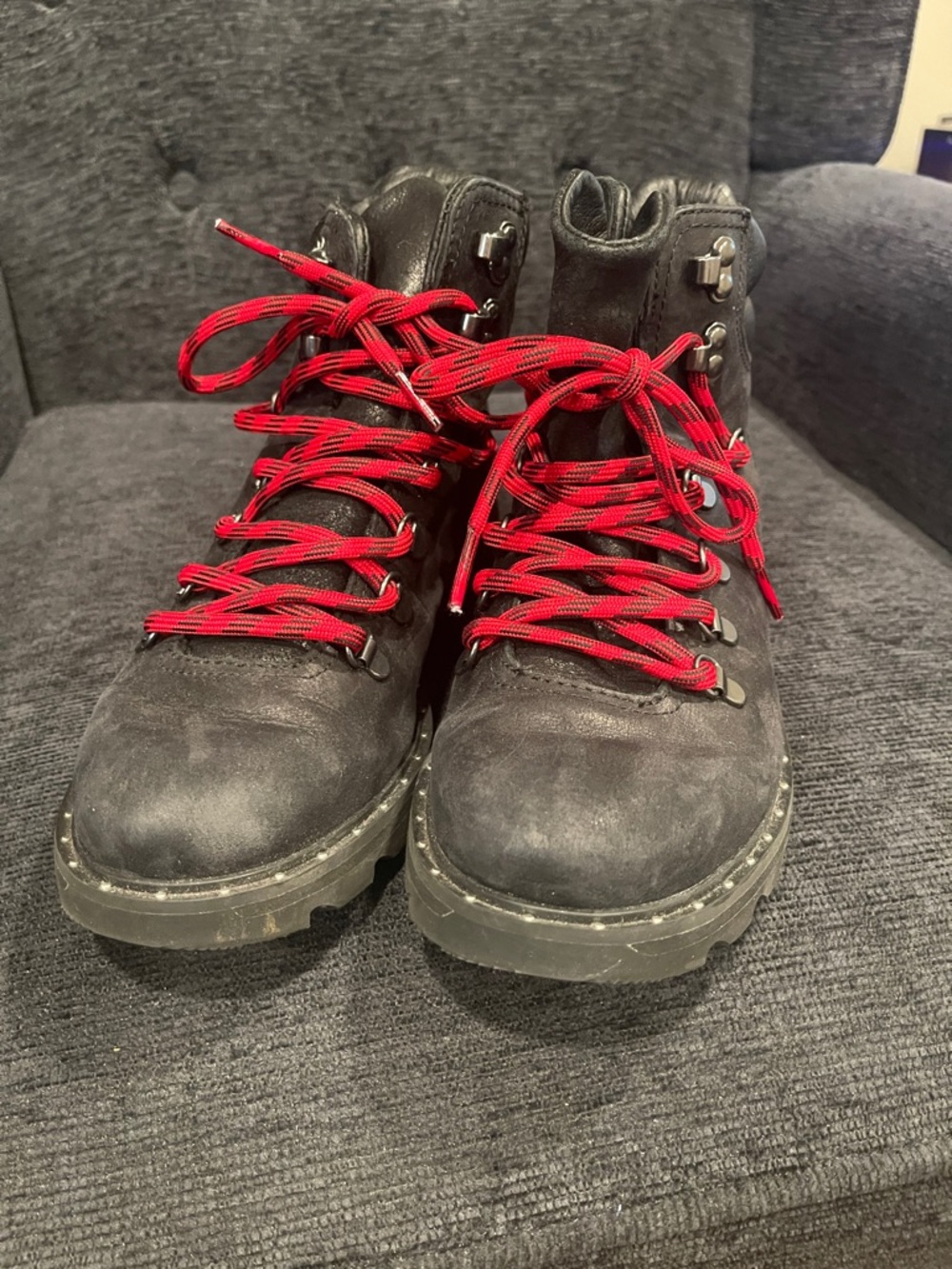 Sorel Black Combat Boots with Red Laces
